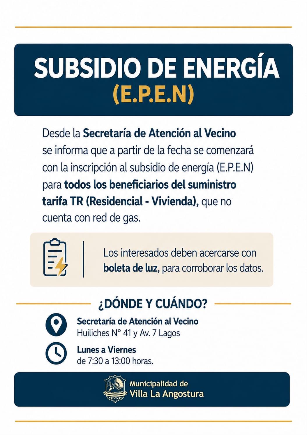 Abren la inscripción al subsidio de energía para vecinos sin acceso a la red de gas