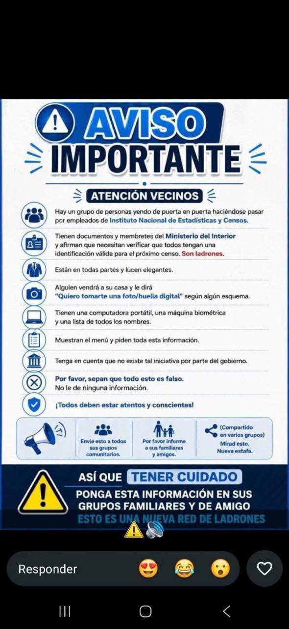 ¡ATENCION VECIONOS!Advierten sobre una posible modalidad de estafa con personas que se presentan como falsos censistas