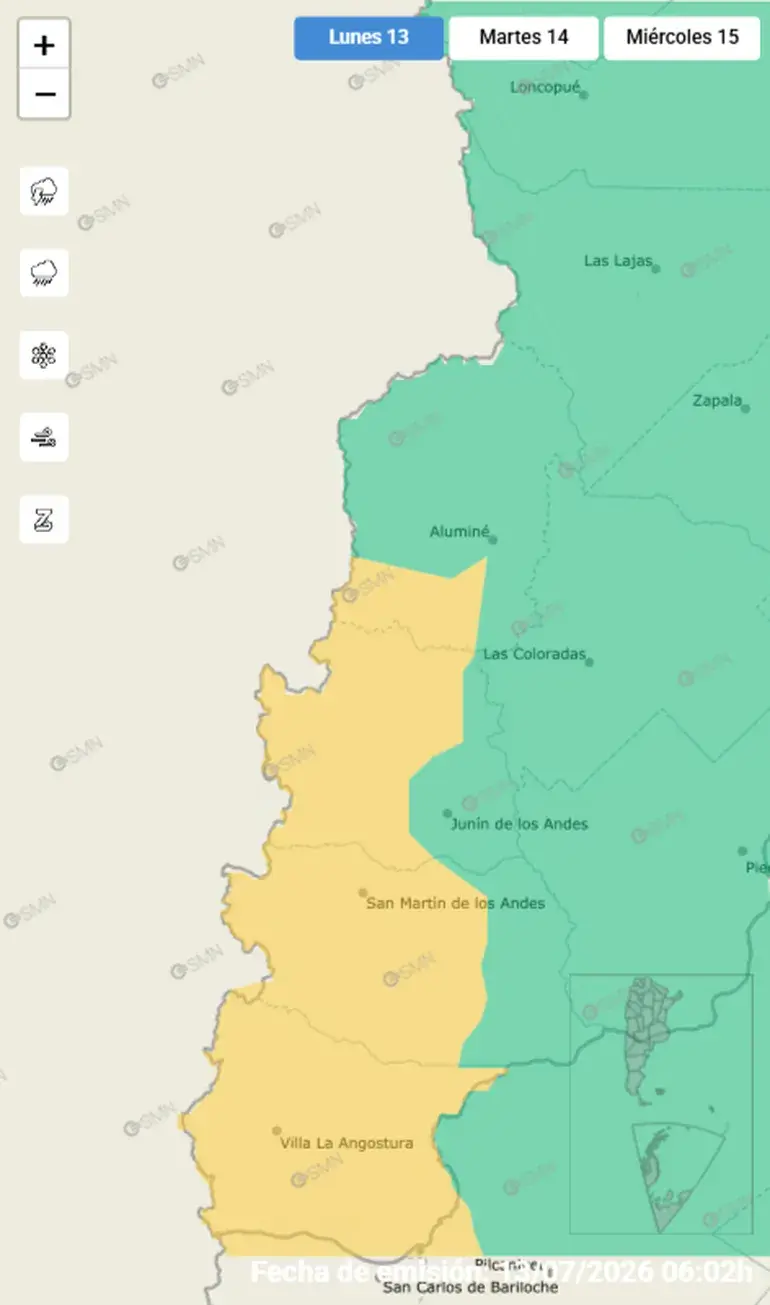 Alerta por lluvias en la cordillera neuquina: prevén precipitaciones persistentes y piden extremar los cuidados